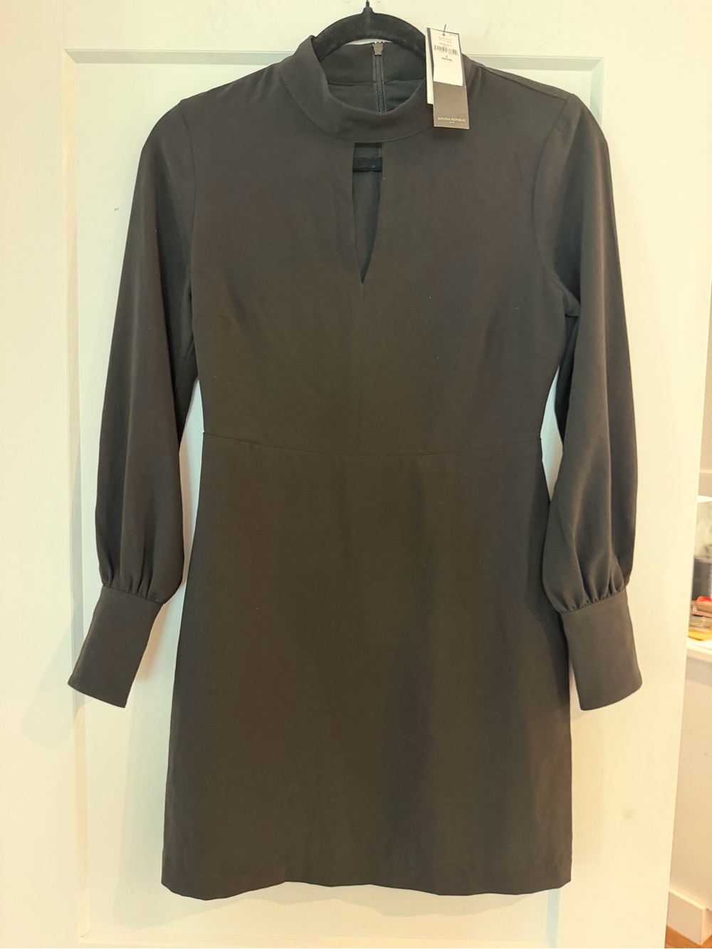 NWT Banana Republic Black Long-Sleeve Mock Neck Dress